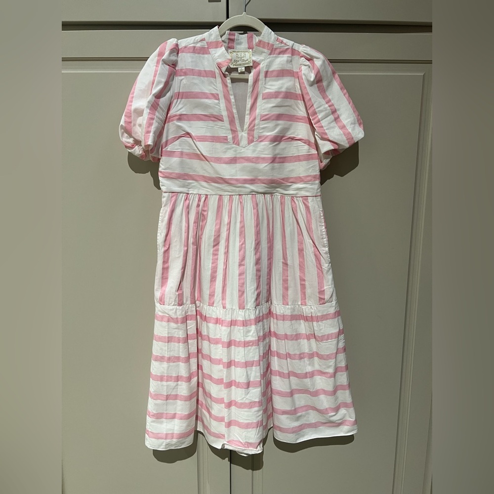 Sail to Sable Pink Striped Dress